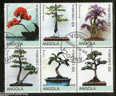 Angola 2000 Bonsai Tree Plant Flower Orchid Flora Setenant BLK/6 Cancelled#13497