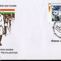 India 2001 Man of The Millennium - Mahatma Gandhi Se-tenant Phila-1855 FDC