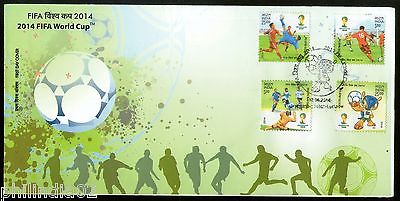 India 2014 FIFA World Cup Football Brazil Sport 4v Set on FDC