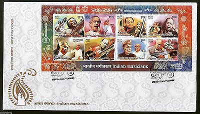 India 2014 Indian Musicians Musical Instrument Art M/s on FDC