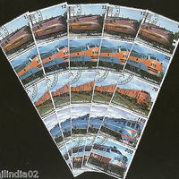 Tajikistan 1998 Locomotive Railway Train Transport Setenant Cancelled x5 # 6315