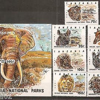 Tanzania 1993 National Parks Wild Animal 7V+M/s MNH # 7533