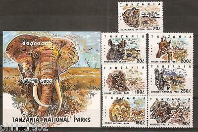 Tanzania 1993 National Parks Wild Animal 7V+M/s MNH # 7533