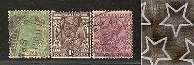 India 3 Diff KG V ½A 1A & 1A3p ERROR WMK - Multi Star Inverted Used as Scan 3769