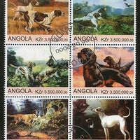 Angola 2000 Hunting Dogs Animals Wild Life Setenant BLK/6 Cancelled # 13486