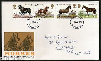 Great Britain 1978 British Horses Cattle Animal 4v FDC # 7187