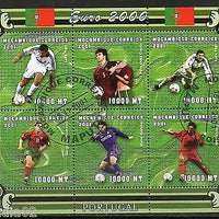Mozambique 2001 European Soccer Championships Sport Sc 1421 Sheetlet Canc. #7880