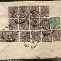 India 1937 KG V Multi Franked Cover Raniganj to England # 1452-17