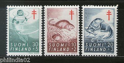 Finland 1961 Otter Seal Wildlife Marine life Animals Sc B160-62 MNH # 2578