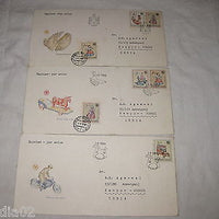 Czechoslovakia 1986 Toys UNICEF Child Survival set of 3 FDCs to India # 18433