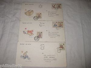 Czechoslovakia 1986 Toys UNICEF Child Survival set of 3 FDCs to India # 18433