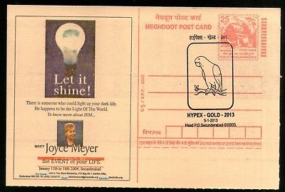 India 2013 HYPEX Parrot Cancellation Wildlife Bird on Electricity Meghdoot Post Card # 16498