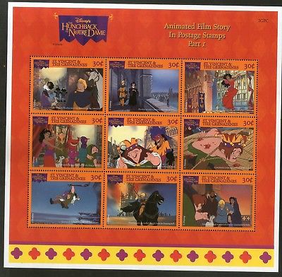 St. Vincent 1996 Walt Disney Animation Film Hunchback Notre Dame Sheet MNH #15135