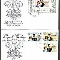 Anguilla 1981 Princess Diana Royal Wedding Set + M/S on FDC # 7955