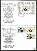 Anguilla 1981 Princess Diana Royal Wedding Set + M/S on FDC # 7955