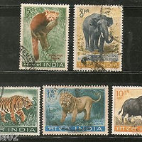 India 1963 Wild Life Preservation Lion Tiger Panda Elephant Phila-392a Used Set