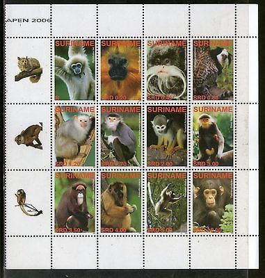 Suriname 2006 Monkey Wildlife Animal Fauna Sc 1349 Setenant + Label MNH # 9276