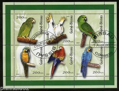 Guinea Bissau 2001 Parrot Macau Cacatua Bird Fauna M/s Sheetlet Cancelled # 8169