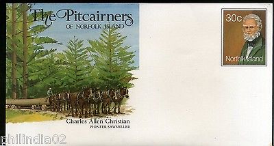 Norfolk Is. Charles A. Christian Pioneer Sawmiller Postal Stationery Env. #16495