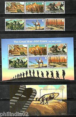 Jersey 2016 The Great War 100 Years Battles WWI Military 6v+M/s+Sheet MNH # 6305
