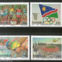 Namibia 1992 Barcelona Olympic Games Flag Runner Swimming Sc 718-21 MNH # 4267