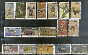 South West Africa 1980-85 Wildlife Animals Lion Deer Rhino Sc 447-63 MNH # 1268