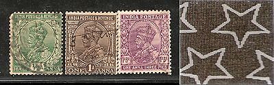 India 3 Diff KG V ½A 1A & 1A3p ERROR WMK - Multi Star Inverted Used as Scan 3792