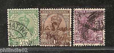 India 3 Diff KG V ½A 1A & 1A3p ERROR WMK - Multi Star Inverted Used as Scan 2034