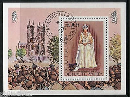 Burkina Faso Upper Volta 1977 Elizabeth Coronation Sc 438 S/s Cancelled ++ 12808