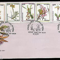 India 1991 Orchids of India Flowers Flora Tree Plant Phila-1307a FDC