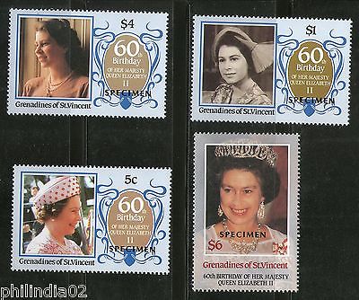 St. Vincent Grenadines 1986 Queen Elizabeth II SPECIMEN Sc 514-17 MNH # 3989