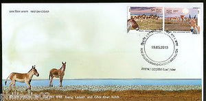 India 2013 Wild Ass of Ladakh & Kutch - Kiang & Ghor Kar Animals 2v FDC