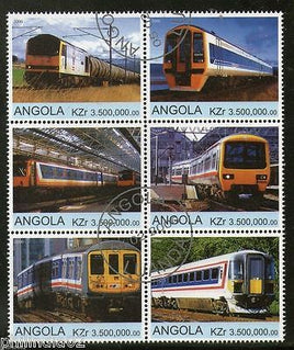 Angola 2000 Diesel Locomotive Railway Transport Setenant BLK/6 Cancelled # 13507
