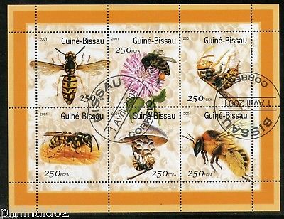 Guinea Bissau 2001 Honey Bee Hive Insect Apiculture Fauna M/s Sheetlet Cancelled