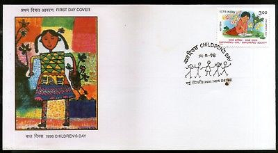 India 1998 Children's Day Painting Art Empowered Girl Empowered Society FDC