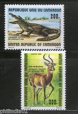 Cameroun 1980 Antelope Crocodile Wildlife Animals Reptiles Sc 478-79 MNH # 1619