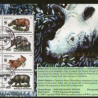 Indonesia 1996 WWF Rhinoceros Wildlife Animals O/p SEA Game Sheetlet Cancelled B