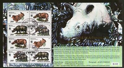 Indonesia 1996 WWF Rhinoceros Wildlife Animals O/p SEA Game Sheetlet Cancelled B