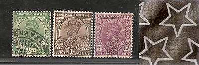 India 3 Diff KG V ½A 1A & 1A3p ERROR WMK - Multi Star Inverted Used as Scan 3102