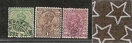 India 3 Diff KG V ½A 1A & 1A3p ERROR WMK - Multi Star Inverted Used as Scan 3102