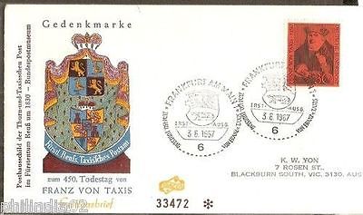 Germany 1967 Franz Von Taxis Founders of Postal Cover