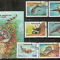 Tanzania 1994 Endangered Species Animal Wildlife Sc 1187-94 7v+M/s Cancelled # 6316