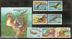 Tanzania 1994 Endangered Species Animal Wildlife Sc 1187-94 7v+M/s Cancelled # 6316