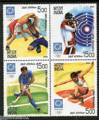 India 2004 Olympic Games Hockey Shooting Wrestling Phila-2061 Se-tenant MNH