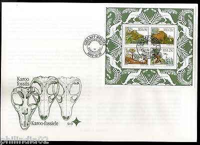 South Africa 1982 Dinosaurs Pre Historic Animals Fossils Sc 609 M/s on FDC # 15261
