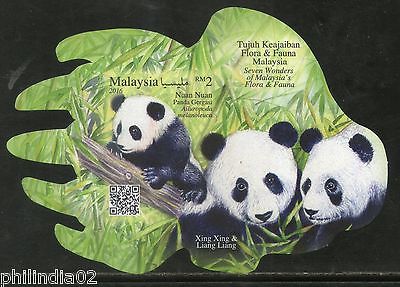 Malaysia 2016 Seven Wonders Flora Fauna Panda Odd Shaped Imperf M/s MNH #12639