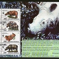 Indonesia 1996 WWF Conservation Rhinoceros Wildlife Animals Sheetlet Cancelled A