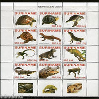Suriname 2007 Crocodile Tortoise Reptiles Sc 1353 Setenant + Label MNH # 9213
