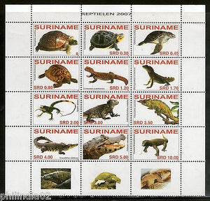 Suriname 2007 Crocodile Tortoise Reptiles Sc 1353 Setenant + Label MNH # 9213