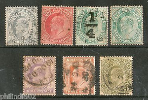 India 1902-11 King Edwaed 7 Diff Good Used Stamps Watermark unckecked # 3478